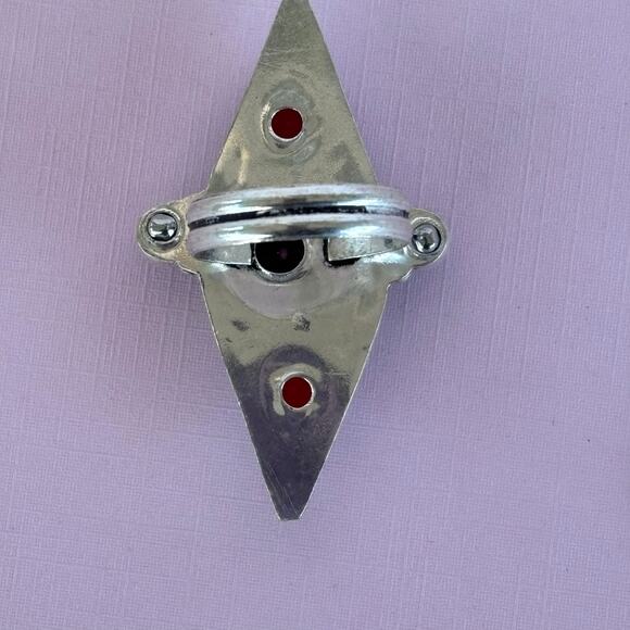 925 Sterling Faceted Garnet Knuckle Ring 8.5 - Picture 6 of 6